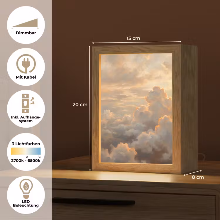 Wolken - Zonsondergang - Natuur - Abstract - Goud Light Box met kabel (Tafellamp) klein -USP_DE