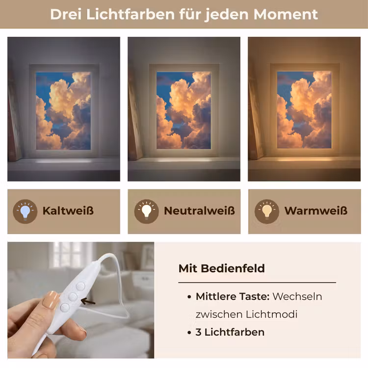 Wolken - Zonsondergang - Natuur - Oranje - Blauw Light Box met kabel (Tafellamp) klein -USP_lichtkleurDE