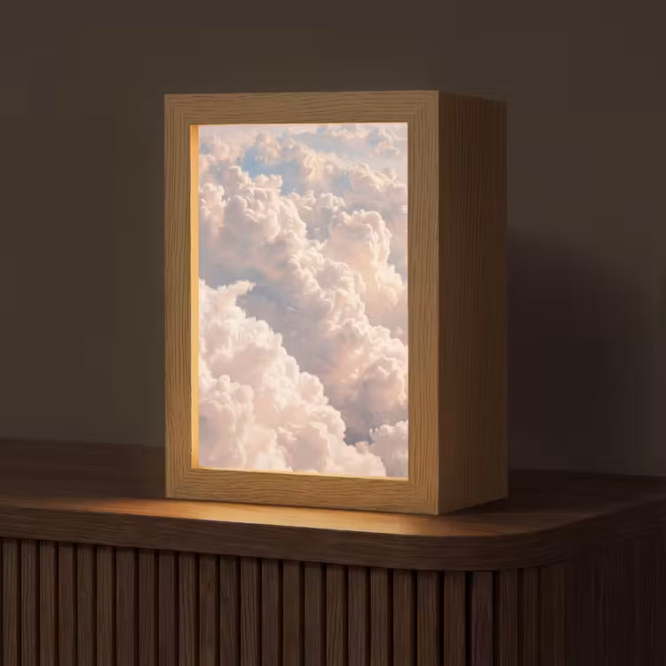 Wolken - Zonsondergang - Natuur - Pastel - Roze Light Box met kabel (Tafellamp) klein -z3d_website