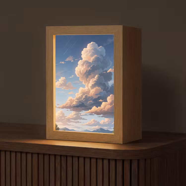 Wolken - Daghemel - Natuur - Illustratie - Oranje Light Box met kabel (Tafellamp) klein -z3d_website