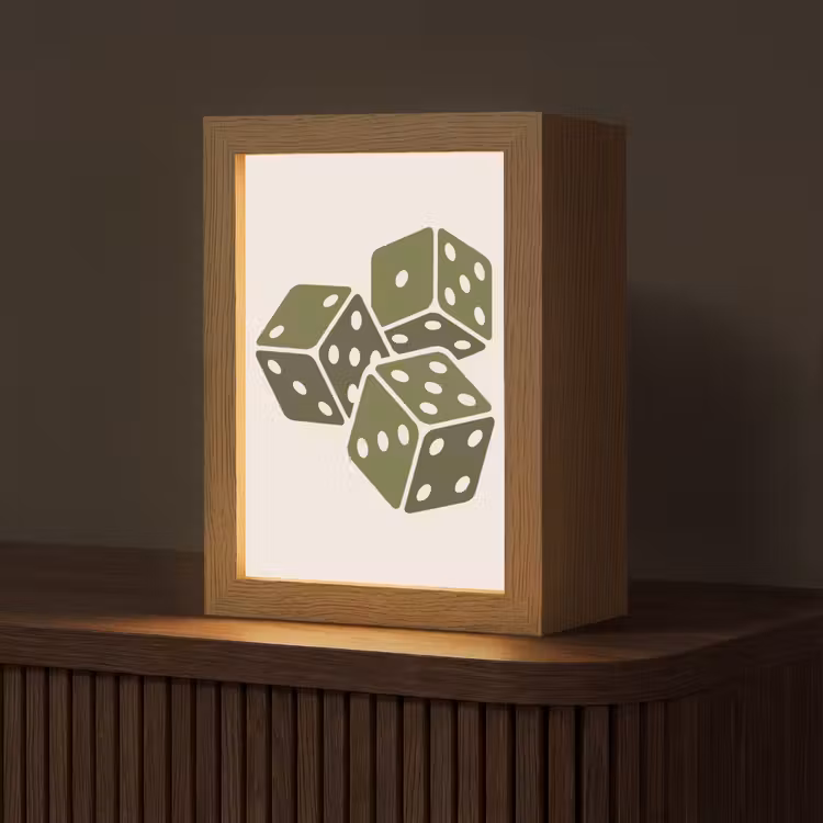 Personalisierte Lightbox - Würfel – Spiel – Grün – Abstrakt - Dobbelsteen - Spel - Groen - Abstract Light Box met kabel (Tafellamp) klein