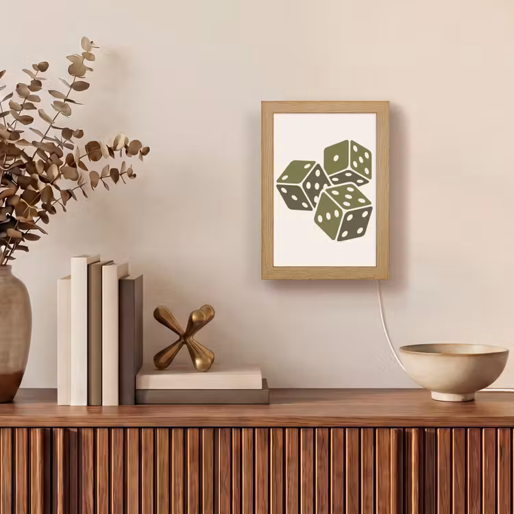 Personalisierte Lightbox - Würfel – Spiel – Grün – Abstrakt - Dobbelsteen - Spel - Groen - Abstract Light Box met kabel (Tafellamp) klein