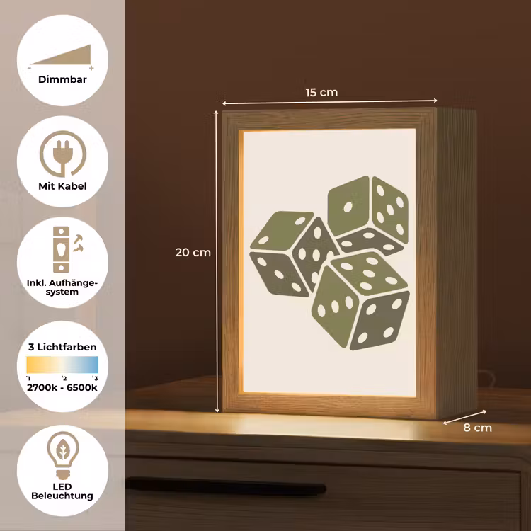 Personalisierte Lightbox - Würfel – Spiel – Grün – Abstrakt - Dobbelsteen - Spel - Groen - Abstract Light Box met kabel (Tafellamp) klein