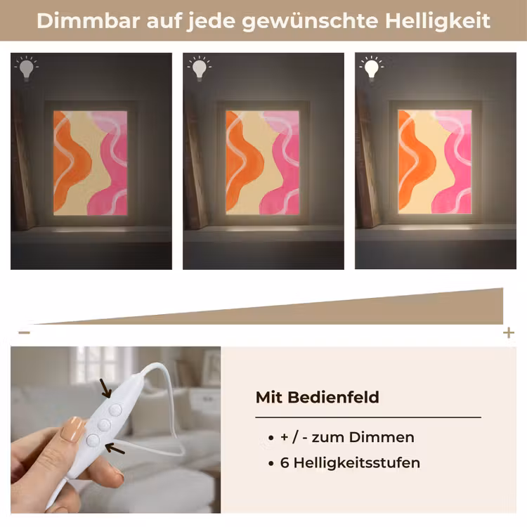 Personalisierte Lightbox - Zusammenfassung – Aquarell – Organisch – Orange – Rosa - Abstract - Aquarel - Organisch - Oranje - Roze Light Box met kabel (Tafellamp) klein