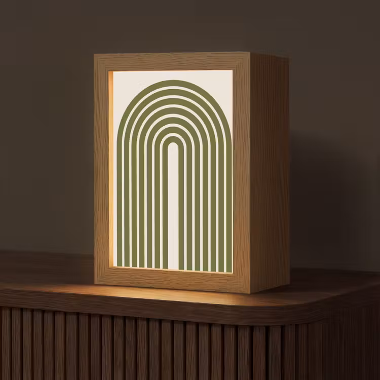 Personalisierte Lightbox - Zusammenfassung – Bögen – Modern – Grün – Kunst - Abstract - Bogen - Modern - Groen - Kunst Light Box met kabel (Tafellamp) klein