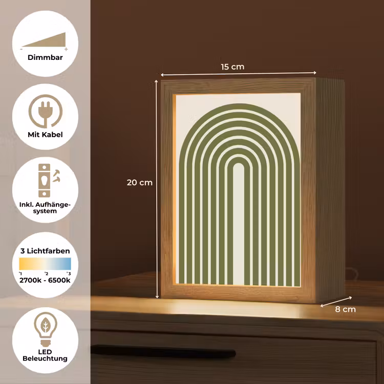 Personalisierte Lightbox - Zusammenfassung – Bögen – Modern – Grün – Kunst - Abstract - Bogen - Modern - Groen - Kunst Light Box met kabel (Tafellamp) klein