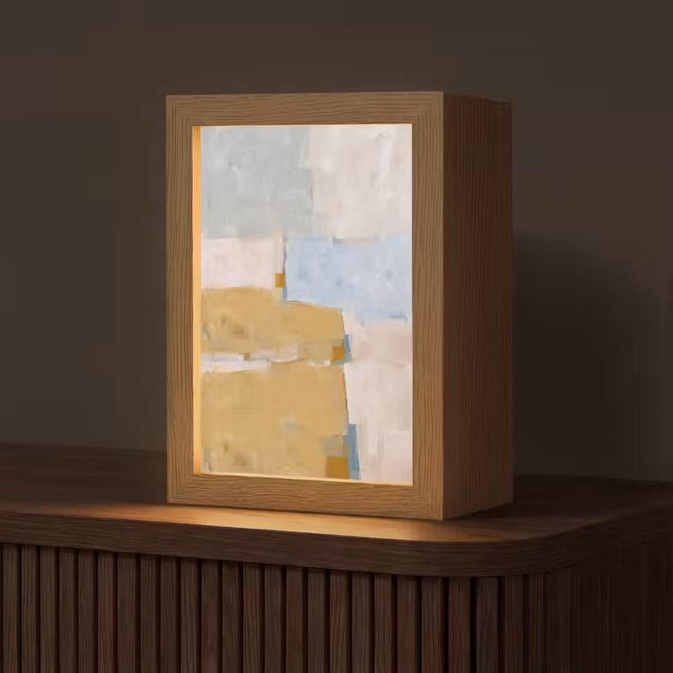 Personalisierte Lightbox - Zusammenfassung – Farben – Kunst – Modern – Blau - Abstract - Kleuren - Kunst - Modern - Blauw Light Box met kabel (Tafellamp) klein