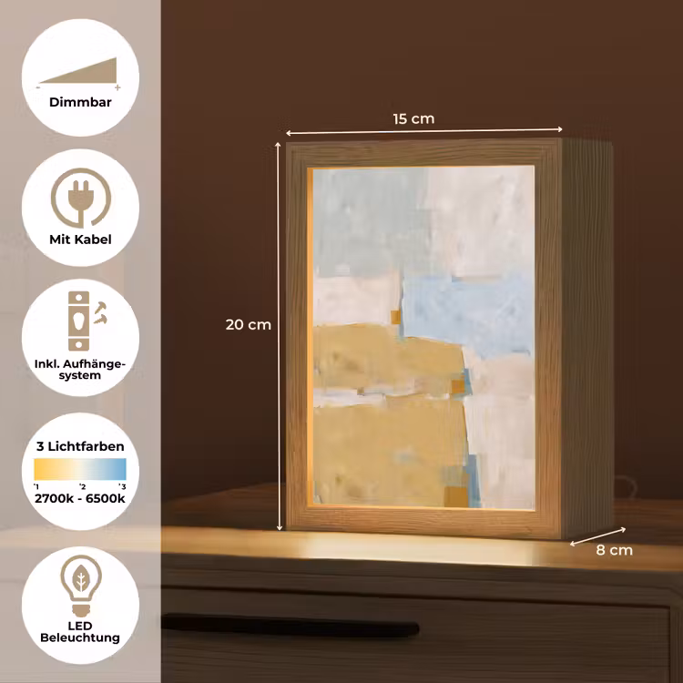 Personalisierte Lightbox - Zusammenfassung – Farben – Kunst – Modern – Blau - Abstract - Kleuren - Kunst - Modern - Blauw Light Box met kabel (Tafellamp) klein