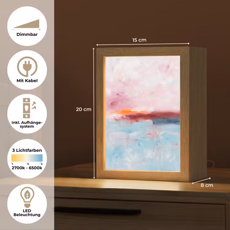 Personalisierte Lightbox - Zusammenfassung – Farben – Modern – Kunst – Rosa - Abstract - Kleuren - Modern - Kunst - Roze Light Box met kabel (Tafellamp) klein