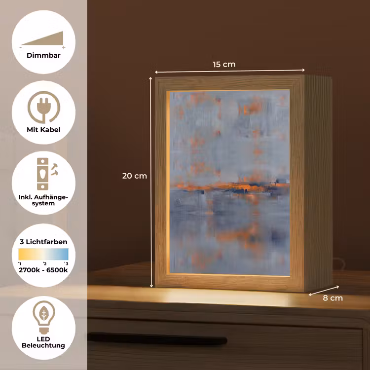 Personalisierte Lightbox - Zusammenfassung – Farben – Modern – Orange – Grau - Abstract - Kleuren - Modern - Oranje - Grijs Light Box met kabel (Tafellamp) klein