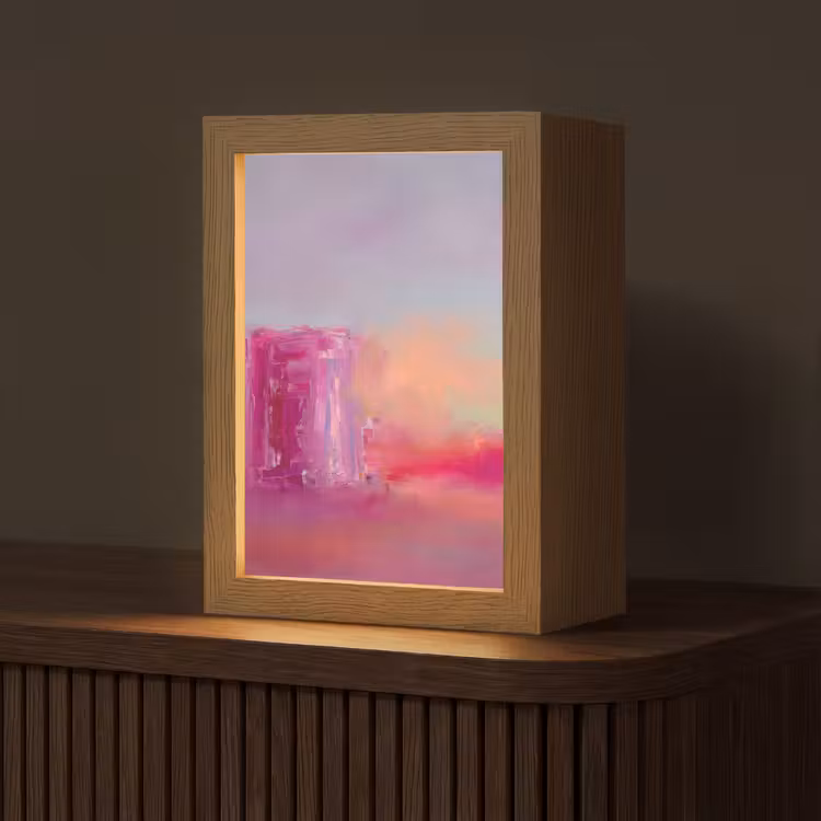 Personalisierte Lightbox - Zusammenfassung – Farben – Modern – Rosa - Abstract - Kleuren - Modern - Roze Light Box met kabel (Tafellamp) klein