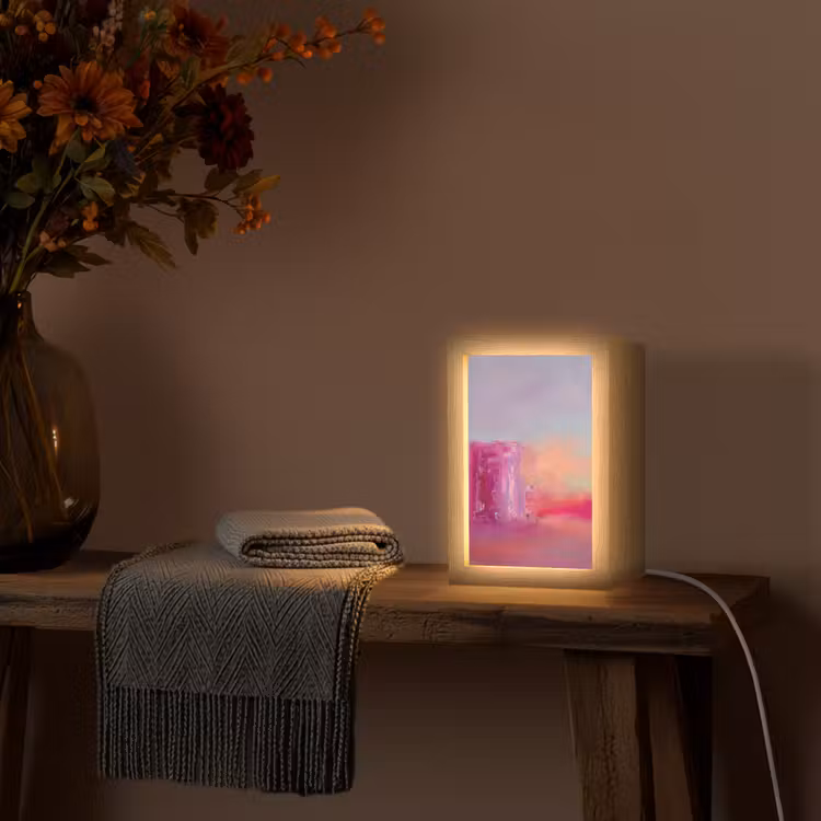 Personalisierte Lightbox - Zusammenfassung – Farben – Modern – Rosa - Abstract - Kleuren - Modern - Roze Light Box met kabel (Tafellamp) klein