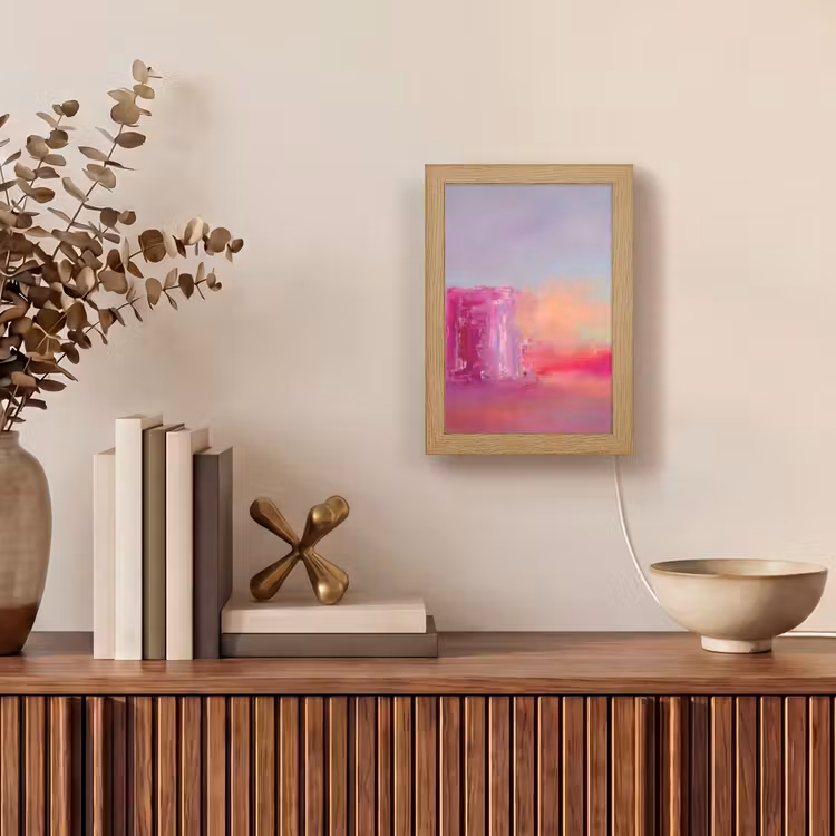 Personalisierte Lightbox - Zusammenfassung – Farben – Modern – Rosa - Abstract - Kleuren - Modern - Roze Light Box met kabel (Tafellamp) klein