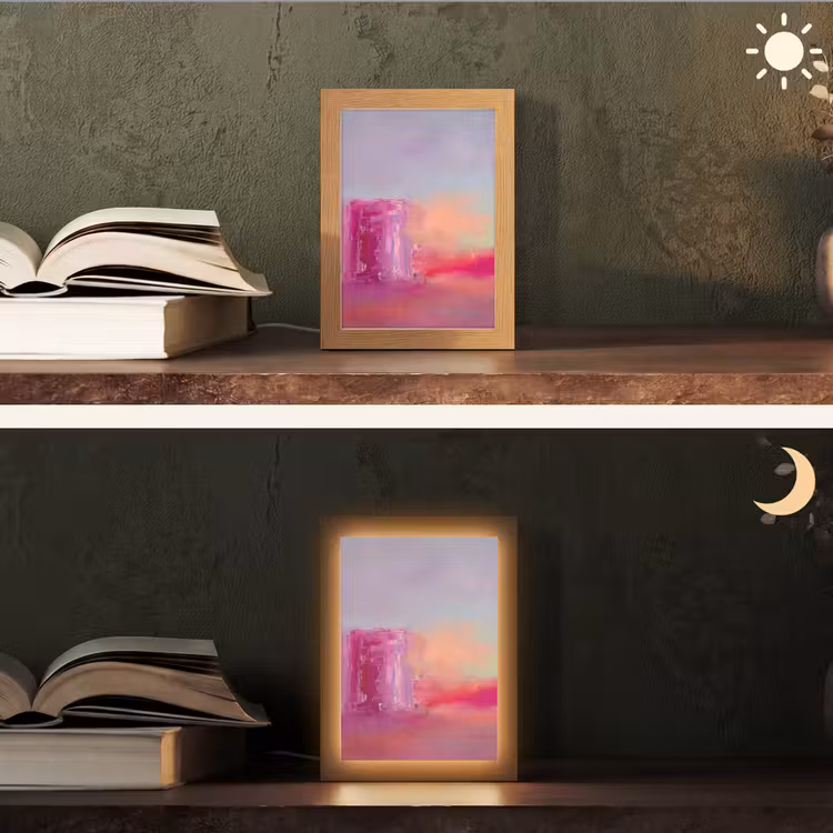 Personalisierte Lightbox - Zusammenfassung – Farben – Modern – Rosa - Abstract - Kleuren - Modern - Roze Light Box met kabel (Tafellamp) klein