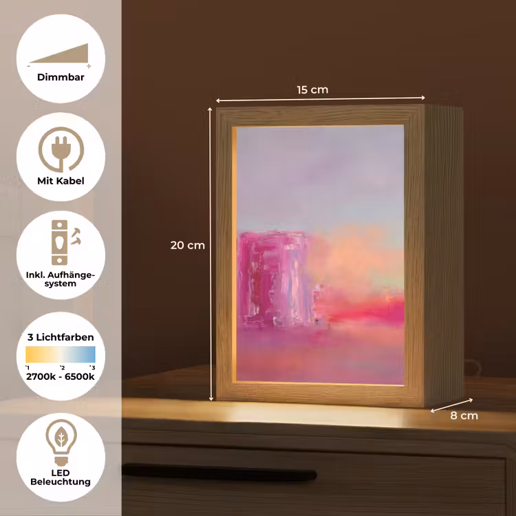 Personalisierte Lightbox - Zusammenfassung – Farben – Modern – Rosa - Abstract - Kleuren - Modern - Roze Light Box met kabel (Tafellamp) klein