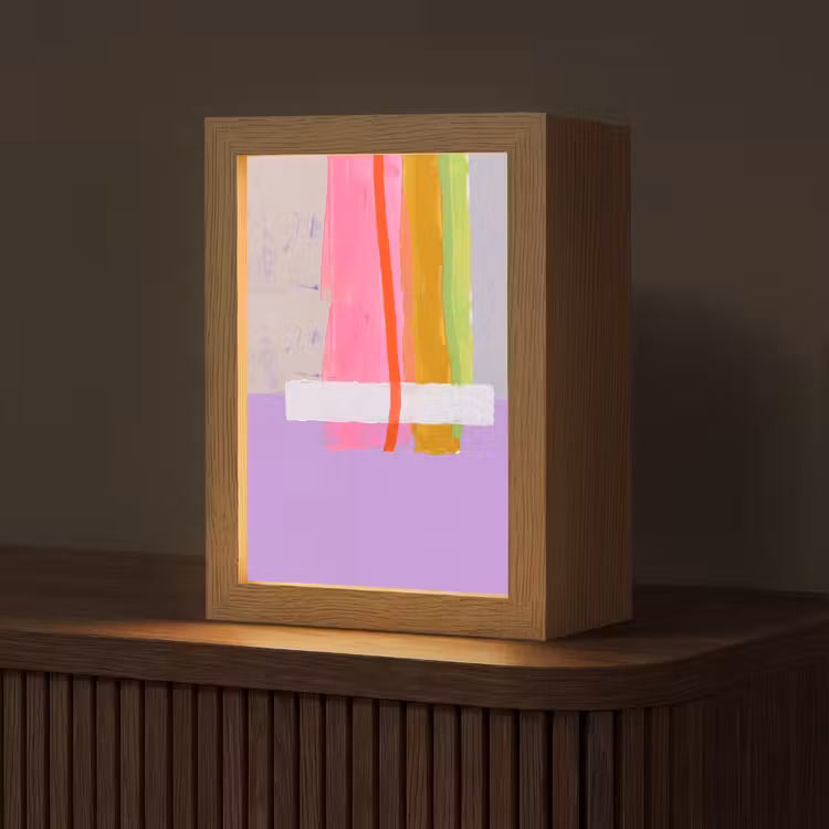 Personalisierte Lightbox - Zusammenfassung – Farbenfroh – Formen – Modern – Kunst - Abstract - Kleurrijk - Vormen - Modern - Kunst Light Box met kabel (Tafellamp) klein