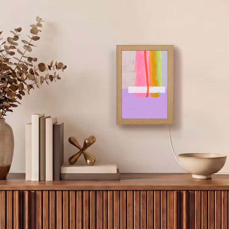 Personalisierte Lightbox - Zusammenfassung – Farbenfroh – Formen – Modern – Kunst - Abstract - Kleurrijk - Vormen - Modern - Kunst Light Box met kabel (Tafellamp) klein