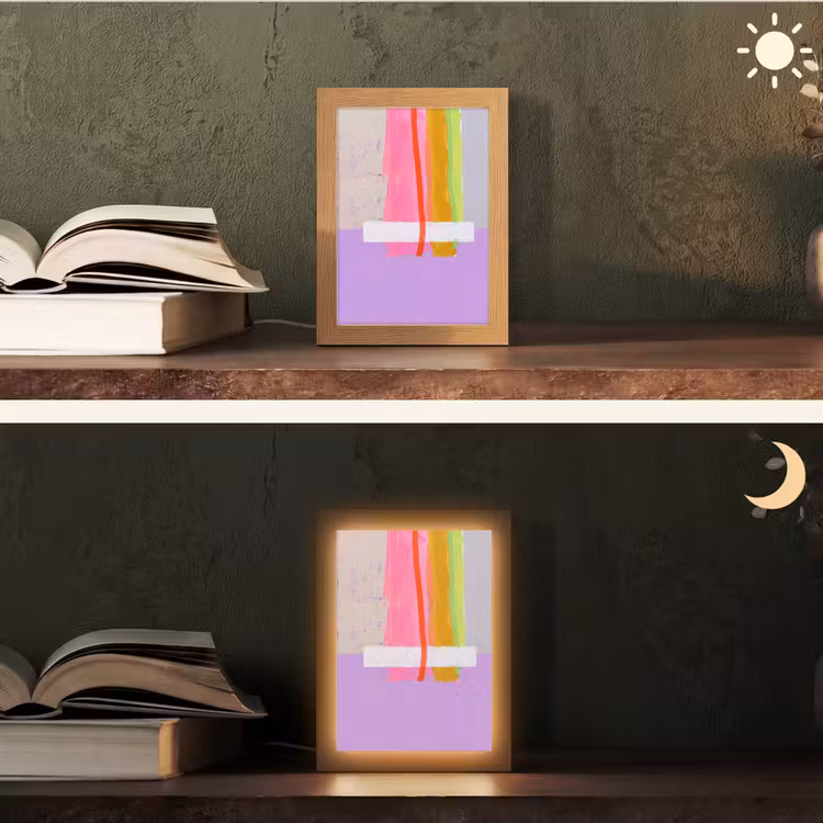 Personalisierte Lightbox - Zusammenfassung – Farbenfroh – Formen – Modern – Kunst - Abstract - Kleurrijk - Vormen - Modern - Kunst Light Box met kabel (Tafellamp) klein