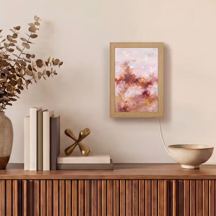 Personalisierte Lightbox - Zusammenfassung – Farbenfroh – Kunst – Modern – Rosa-Rot - Abstract - Kleurrijk - Kunst - Modern - Roze-Rood Light Box met kabel (Tafellamp) klein