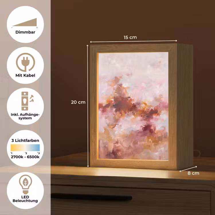 Personalisierte Lightbox - Zusammenfassung – Farbenfroh – Kunst – Modern – Rosa-Rot - Abstract - Kleurrijk - Kunst - Modern - Roze-Rood Light Box met kabel (Tafellamp) klein