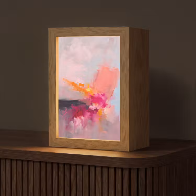 Personalisierte Lightbox - Zusammenfassung – Farbenfroh – Modern – Rosa - Abstract - Kleurrijk - Modern - Roze Light Box met kabel (Tafellamp) klein
