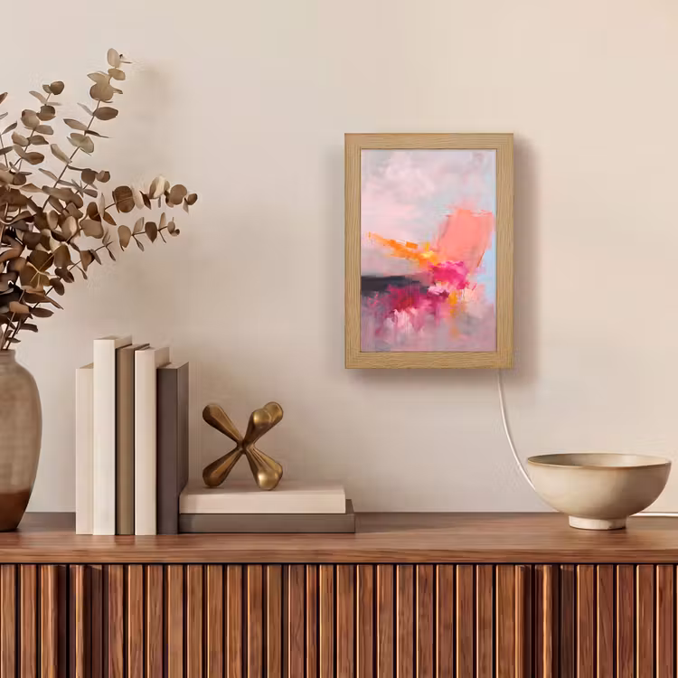 Personalisierte Lightbox - Zusammenfassung – Farbenfroh – Modern – Rosa - Abstract - Kleurrijk - Modern - Roze Light Box met kabel (Tafellamp) klein