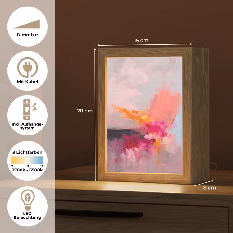 Personalisierte Lightbox - Zusammenfassung – Farbenfroh – Modern – Rosa - Abstract - Kleurrijk - Modern - Roze Light Box met kabel (Tafellamp) klein