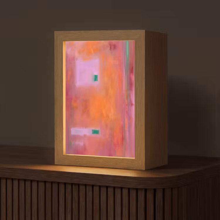 Personalisierte Lightbox - Zusammenfassung – Flächen – Kunst – Modern – Orange - Abstract - Vlakken - Kunst - Modern - Oranje Light Box met kabel (Tafellamp) klein