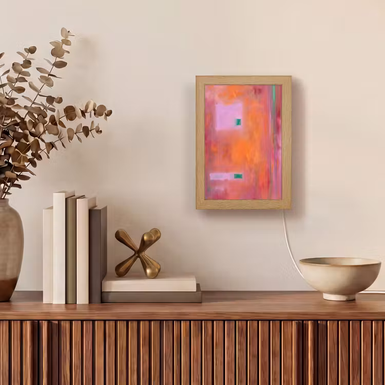 Personalisierte Lightbox - Zusammenfassung – Flächen – Kunst – Modern – Orange - Abstract - Vlakken - Kunst - Modern - Oranje Light Box met kabel (Tafellamp) klein