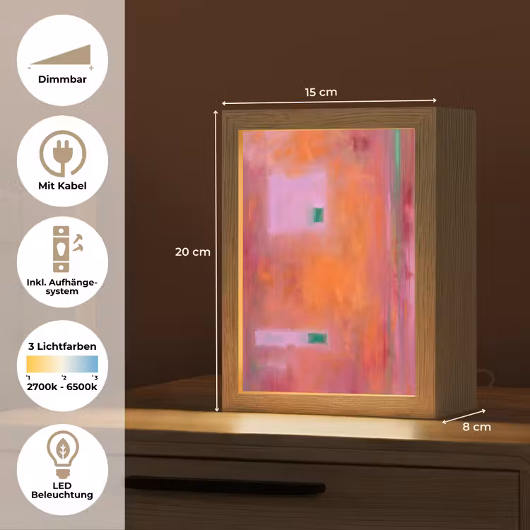 Personalisierte Lightbox - Zusammenfassung – Flächen – Kunst – Modern – Orange - Abstract - Vlakken - Kunst - Modern - Oranje Light Box met kabel (Tafellamp) klein