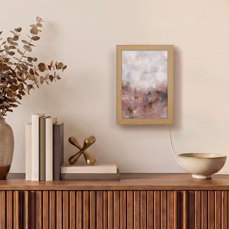 Personalisierte Lightbox - Zusammenfassung – Fließend – Kunst – Modern – Beige - Abstract - Vloeiend - Kunst - Modern - Beige Light Box met kabel (Tafellamp) klein
