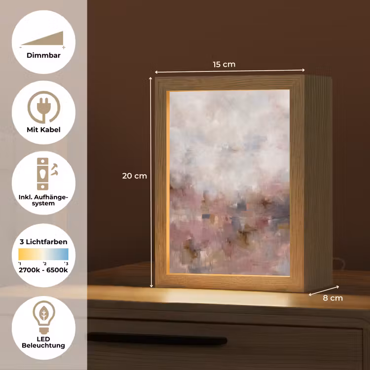Personalisierte Lightbox - Zusammenfassung – Fließend – Kunst – Modern – Beige - Abstract - Vloeiend - Kunst - Modern - Beige Light Box met kabel (Tafellamp) klein