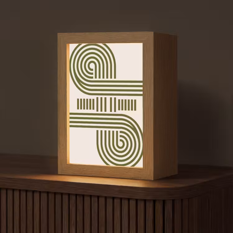 Personalisierte Lightbox - Zusammenfassung – Formen – Modern – Grün - Abstract - Vormen - Modern - Groen Light Box met kabel (Tafellamp) klein