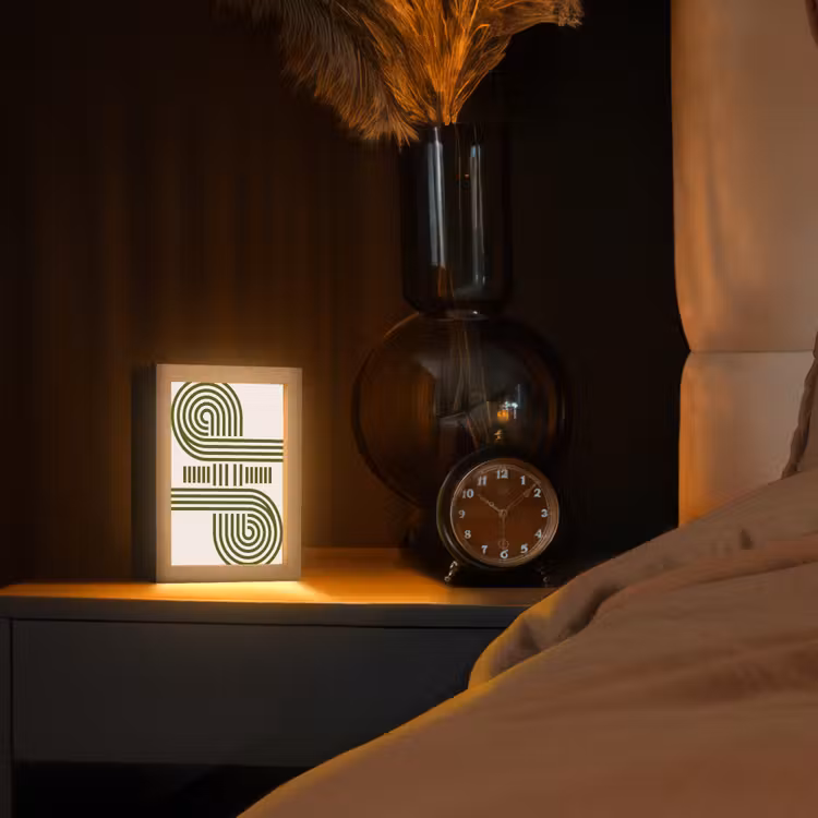 Personalisierte Lightbox - Zusammenfassung – Formen – Modern – Grün - Abstract - Vormen - Modern - Groen Light Box met kabel (Tafellamp) klein