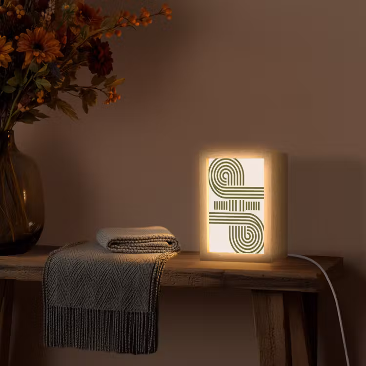 Personalisierte Lightbox - Zusammenfassung – Formen – Modern – Grün - Abstract - Vormen - Modern - Groen Light Box met kabel (Tafellamp) klein