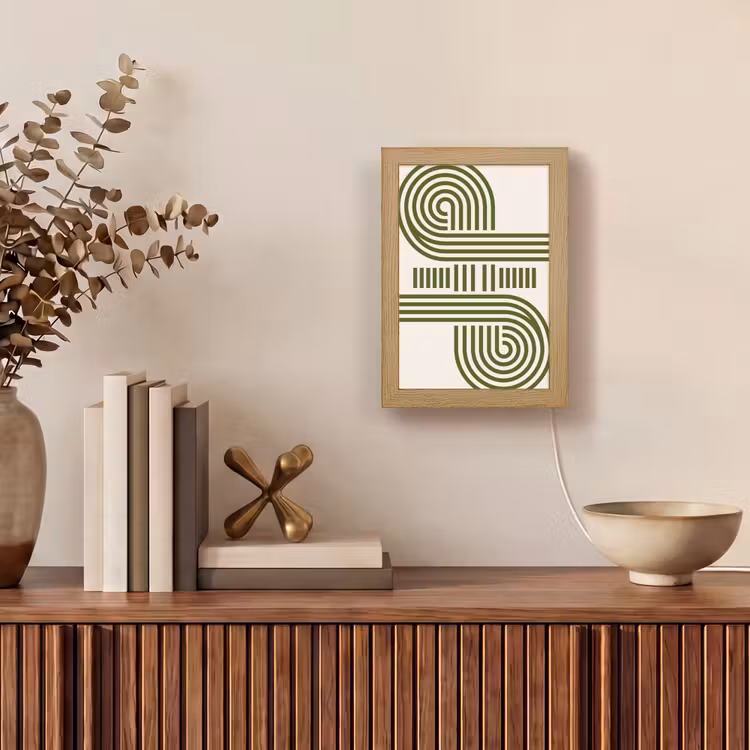 Personalisierte Lightbox - Zusammenfassung – Formen – Modern – Grün - Abstract - Vormen - Modern - Groen Light Box met kabel (Tafellamp) klein