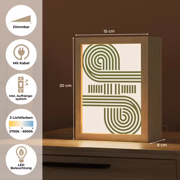 Personalisierte Lightbox - Zusammenfassung – Formen – Modern – Grün - Abstract - Vormen - Modern - Groen Light Box met kabel (Tafellamp) klein