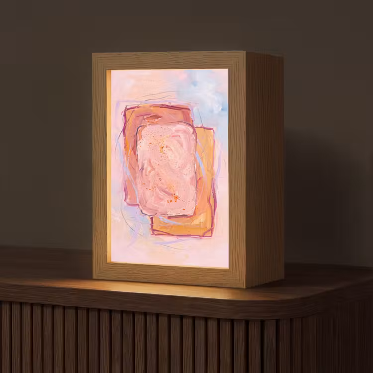 Personalisierte Lightbox - Zusammenfassung – Formen – Modern – Rosa - Abstract - Vormen - Modern - Roze Light Box met kabel (Tafellamp) klein