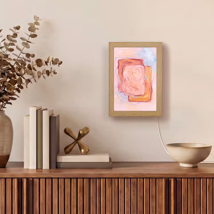 Personalisierte Lightbox - Zusammenfassung – Formen – Modern – Rosa - Abstract - Vormen - Modern - Roze Light Box met kabel (Tafellamp) klein