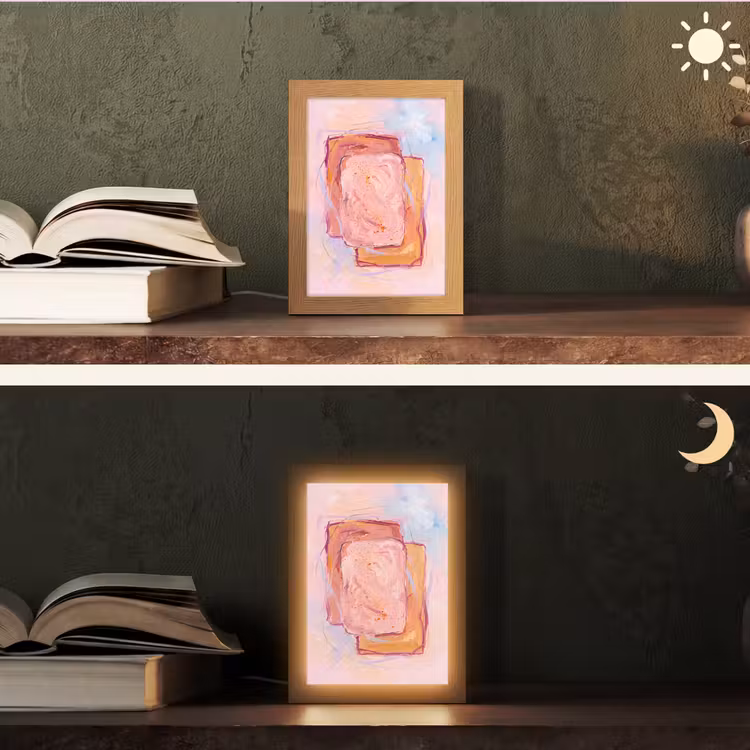 Personalisierte Lightbox - Zusammenfassung – Formen – Modern – Rosa - Abstract - Vormen - Modern - Roze Light Box met kabel (Tafellamp) klein