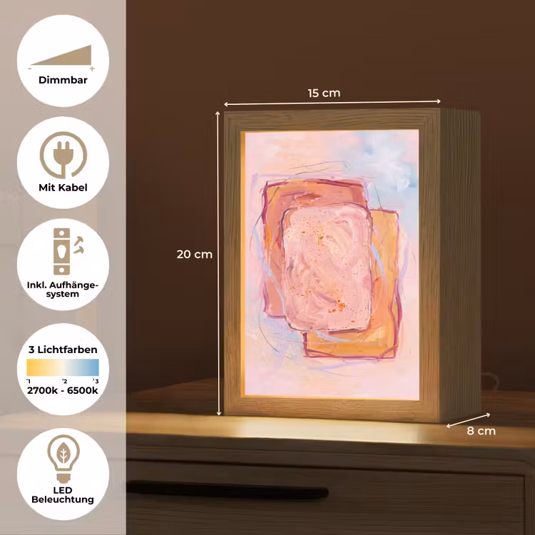 Personalisierte Lightbox - Zusammenfassung – Formen – Modern – Rosa - Abstract - Vormen - Modern - Roze Light Box met kabel (Tafellamp) klein