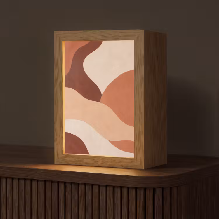 Abstract - Vormen - Organisch - Aardetinten - Modern Light Box met kabel (Tafellamp) klein -z3d_website