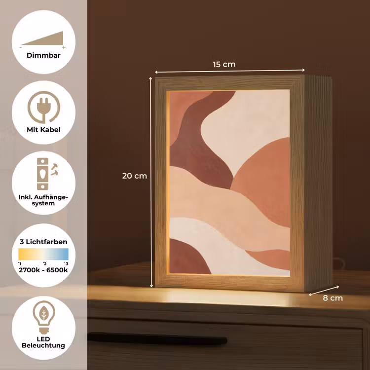 Abstract - Vormen - Organisch - Aardetinten - Modern Light Box met kabel (Tafellamp) klein -USP_DE