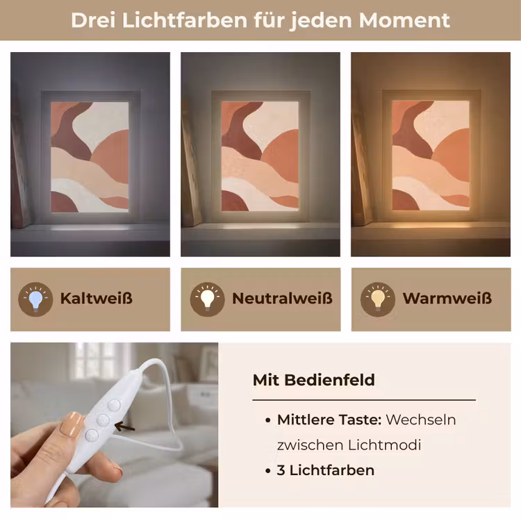 Abstract - Vormen - Organisch - Aardetinten - Modern Light Box met kabel (Tafellamp) klein -USP_lichtkleurDE