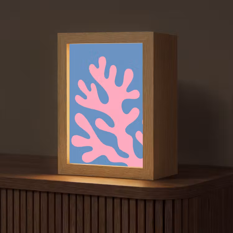 Personalisierte Lightbox - Zusammenfassung – Formen – Rosa – Blau - Abstract - Vormen - Roze - Blauw Light Box met kabel (Tafellamp) klein