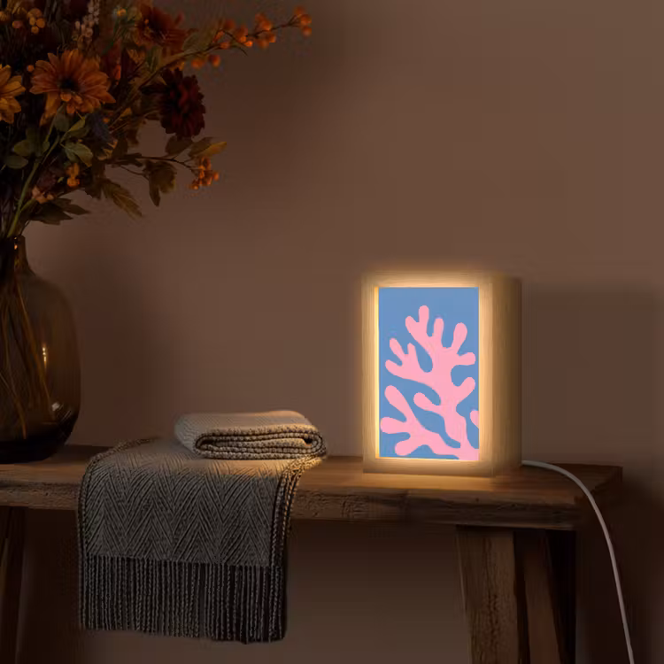 Personalisierte Lightbox - Zusammenfassung – Formen – Rosa – Blau - Abstract - Vormen - Roze - Blauw Light Box met kabel (Tafellamp) klein
