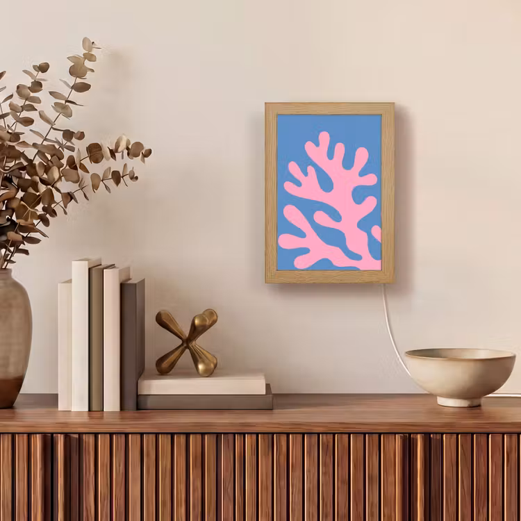 Personalisierte Lightbox - Zusammenfassung – Formen – Rosa – Blau - Abstract - Vormen - Roze - Blauw Light Box met kabel (Tafellamp) klein