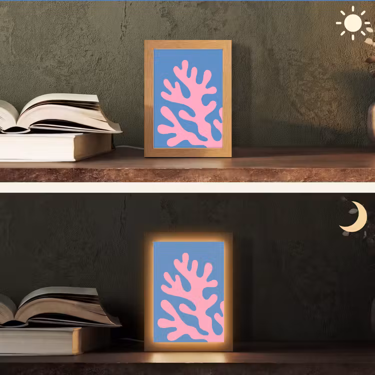 Personalisierte Lightbox - Zusammenfassung – Formen – Rosa – Blau - Abstract - Vormen - Roze - Blauw Light Box met kabel (Tafellamp) klein