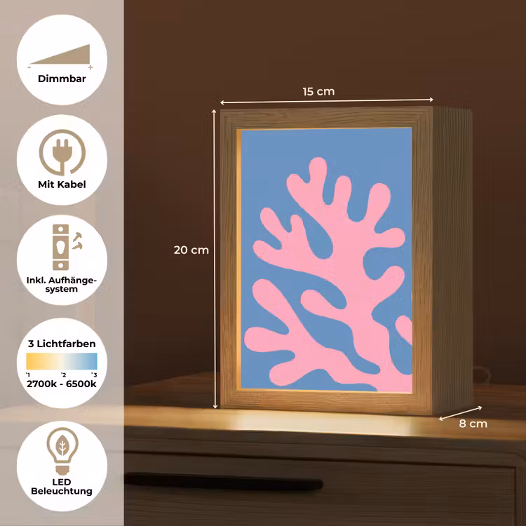 Personalisierte Lightbox - Zusammenfassung – Formen – Rosa – Blau - Abstract - Vormen - Roze - Blauw Light Box met kabel (Tafellamp) klein