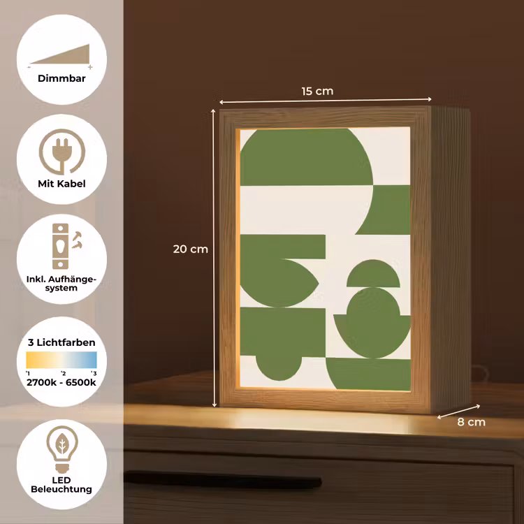 Personalisierte Lightbox - Zusammenfassung – Geometrie – Modern – Grün – Weiß - Abstract - Geometrie - Modern - Groen - Wit Light Box met kabel (Tafellamp) klein